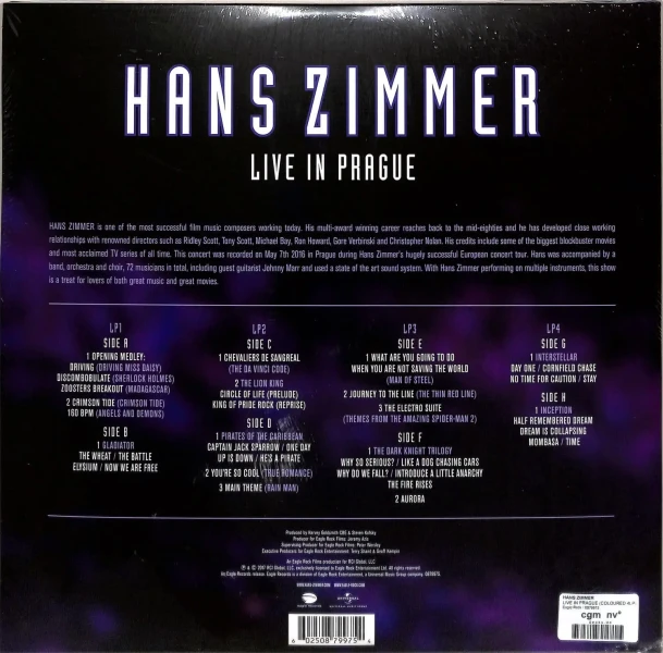 Виниловая пластинка Hans Zimmer - Live In Prague (4LP) фиолетовый винил